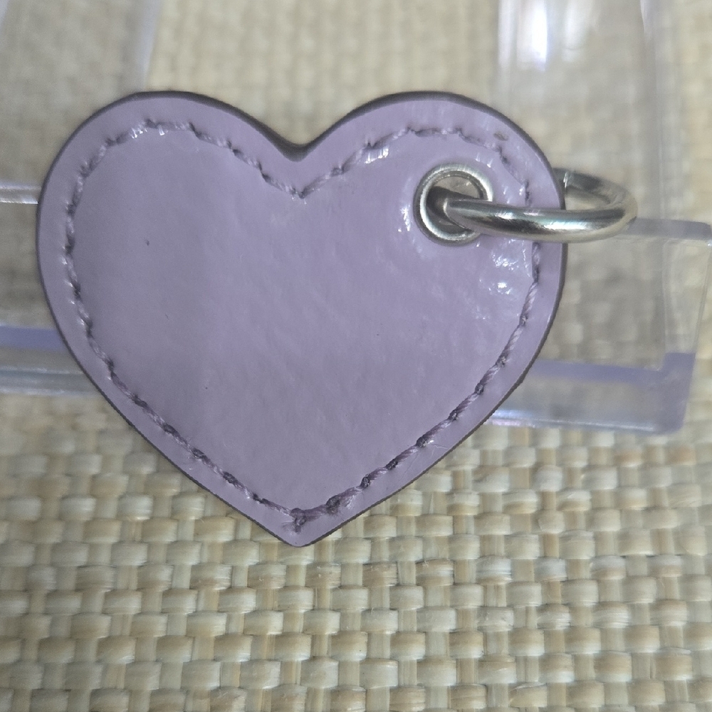 Coach Lavender Heart Leather Charm with Silver Script - Picture 3 of 3